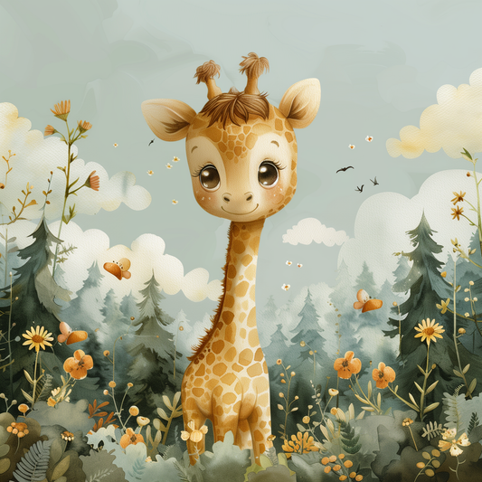 Gentle Giraffe: Beige Watercolor Nursery Art