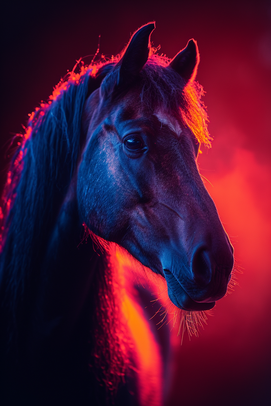 Neon Glow Horse Silhouette Portrait