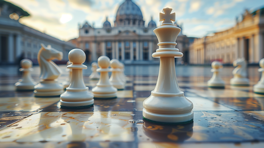 Strategic Divinity - Chess at St. Peter's Basilica