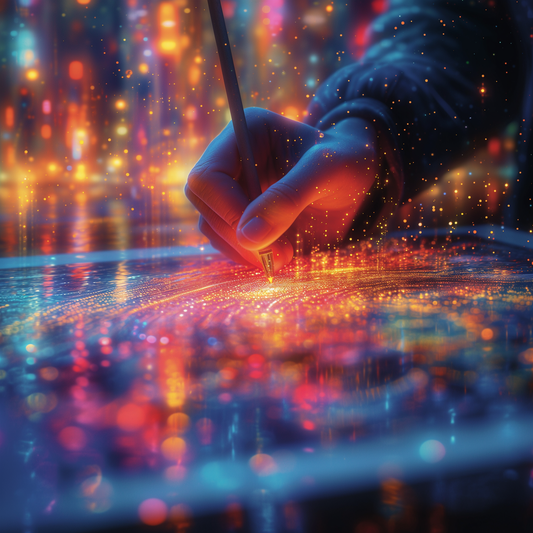 Neon Craft - Digital Artist at Work with Vibrant Hues"