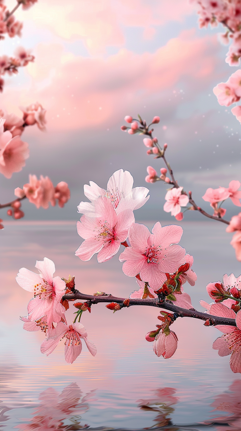 Peach Blossom Light: Tranquil Nature Art