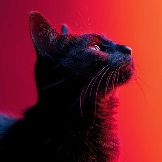 Neon Gaze: Feline Silhouette Against Magenta