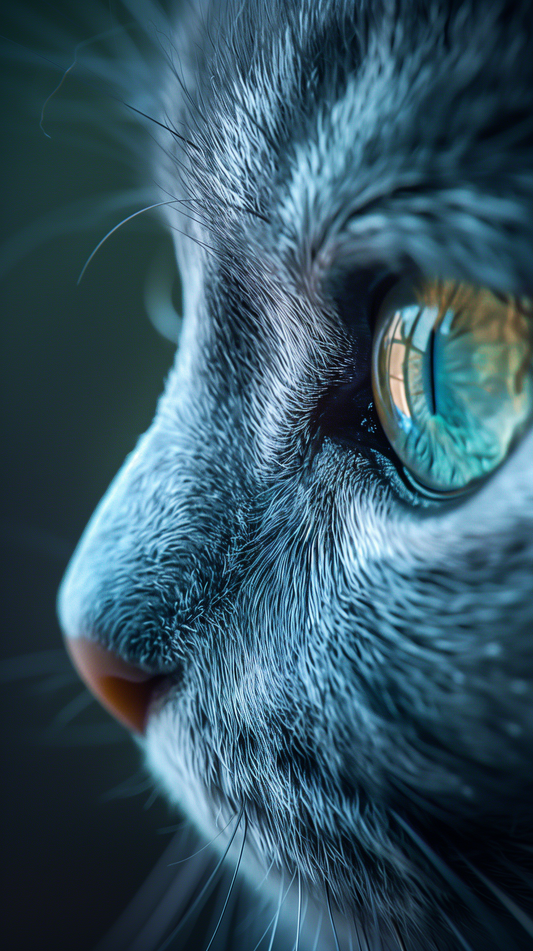Emerald Vision - Close-Up of a Cat's Mesmerizing Green-Blue Eye