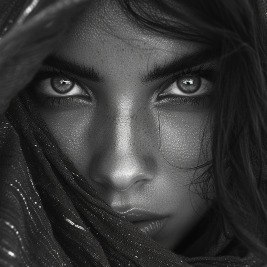 Mystique Glimpse - Monochrome Veiled Beauty