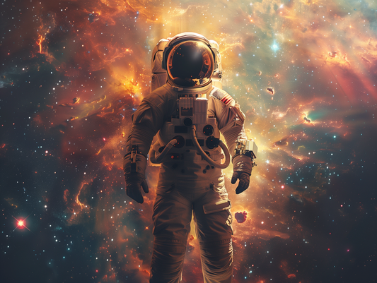 Cosmic Voyage - Realistic Astronaut in Nebula"