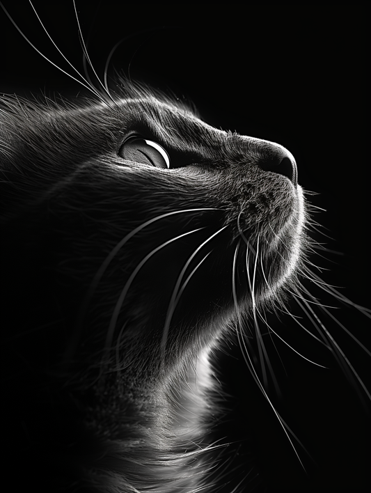 Whiskered Silhouette - Ragdoll Cat in Monochrome