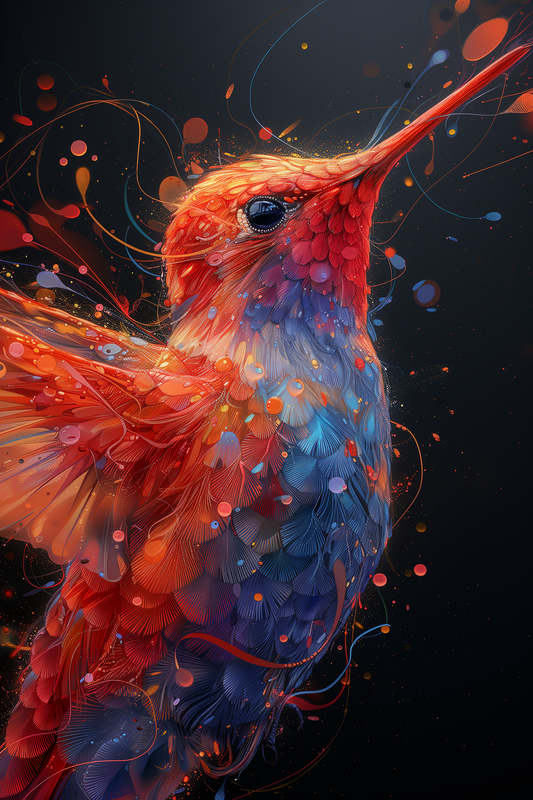 Hummingbird Elegance: Abstract Art
